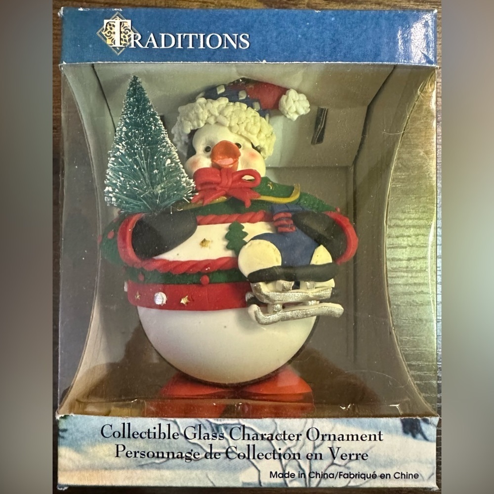 NWT Traditions Penguin Ornament Holding Ice skates​​​